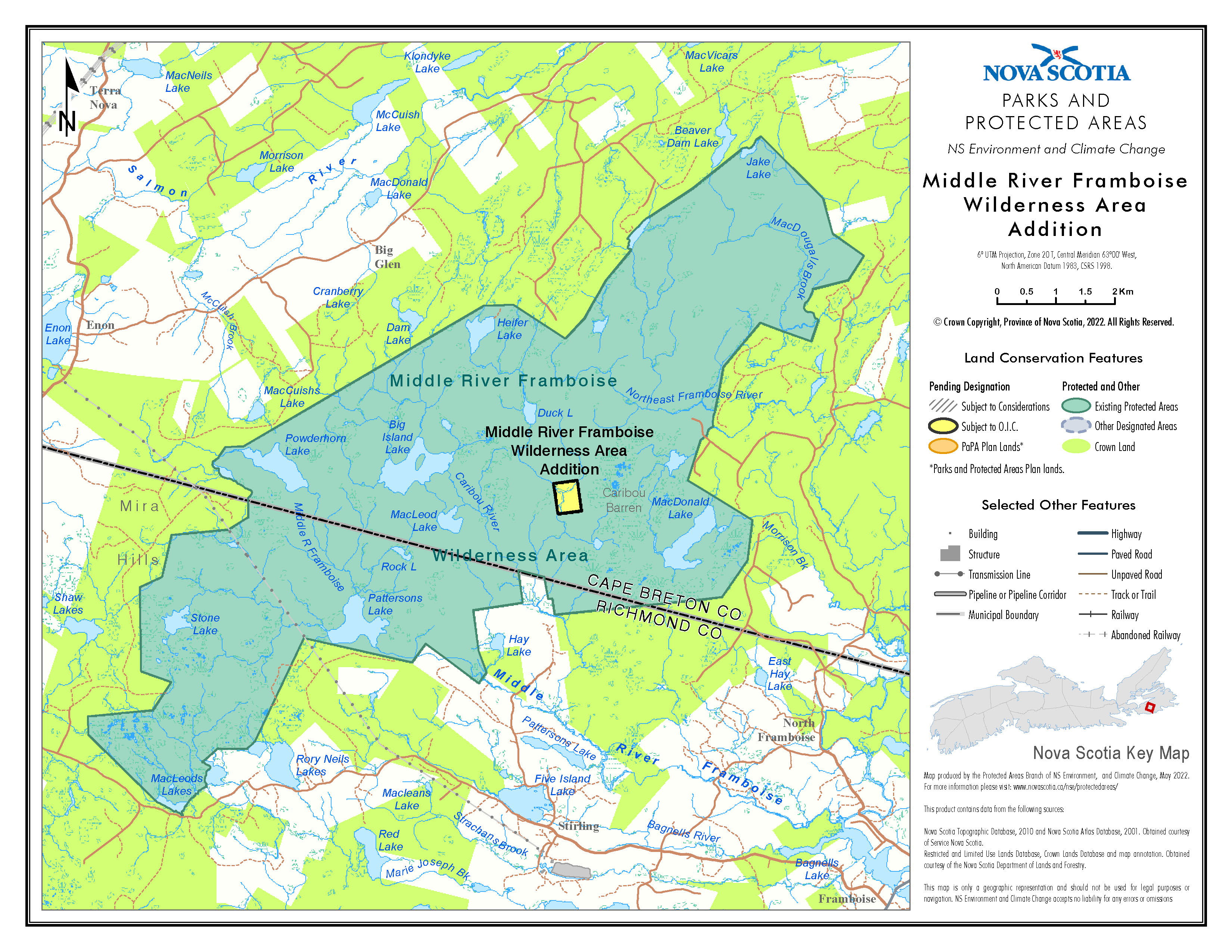 Map of Addition to the Middle River Framboise Wilderness Area